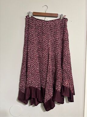 Tape measure Abstract Print Handkerchief Hem Purple Skirt L